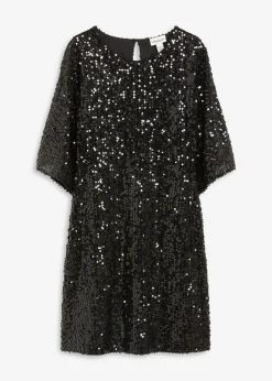 bonprix bonprix Vestidos|Ropa Elegante>Vestido oversize de lentejuelas Negro