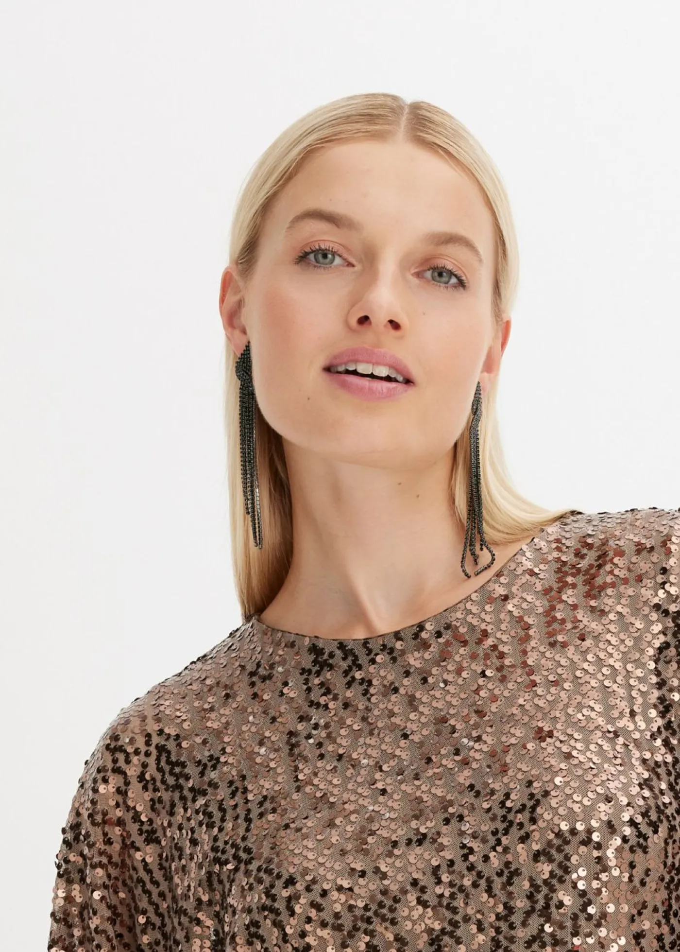 bonprix bonprix Vestidos|Ropa Elegante>Vestido oversize de lentejuelas Negro