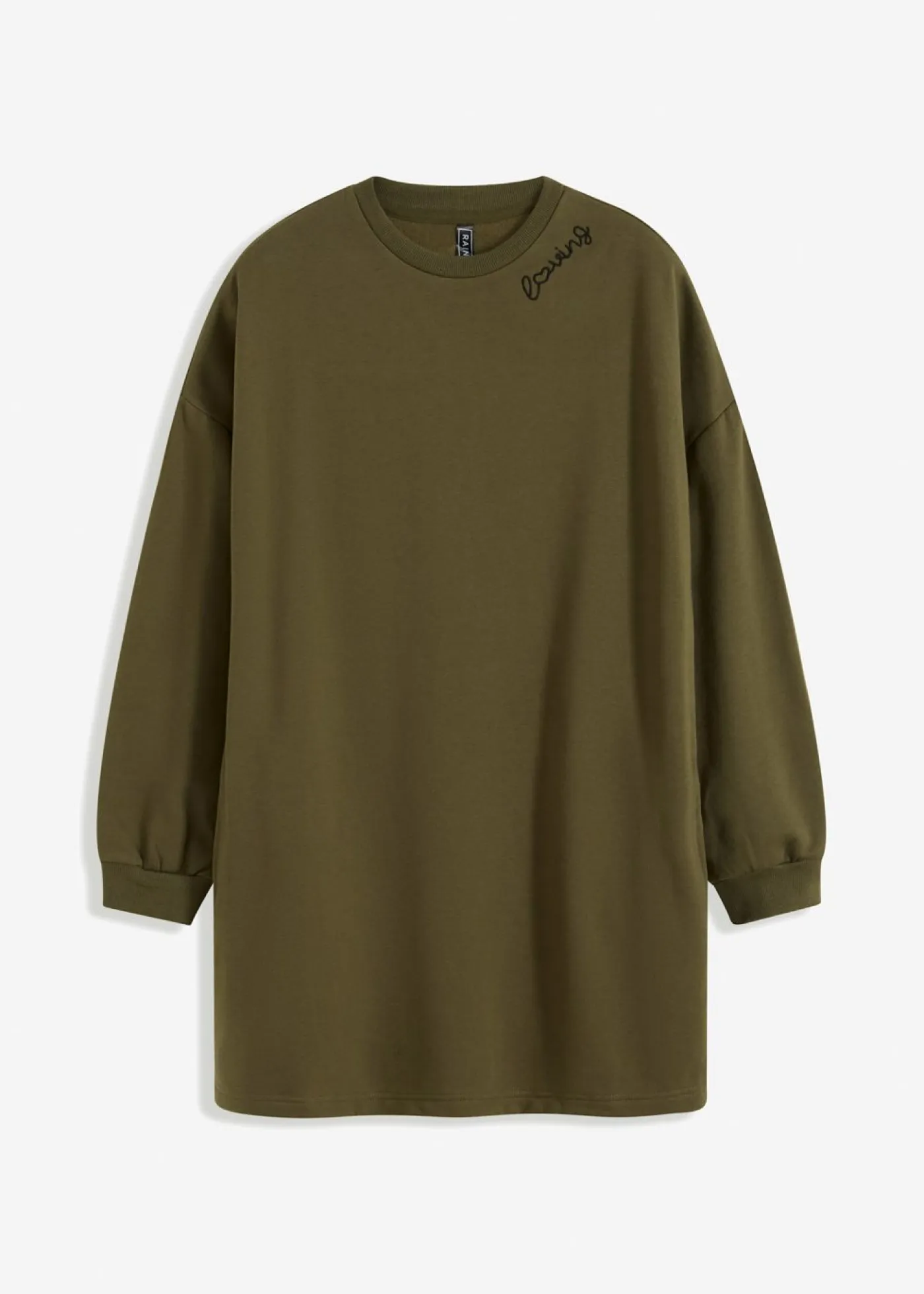 bonprix bonprix Ropa Cómoda|Vestidos>Vestido oversize tipo sudadera Verde oliva oscuro