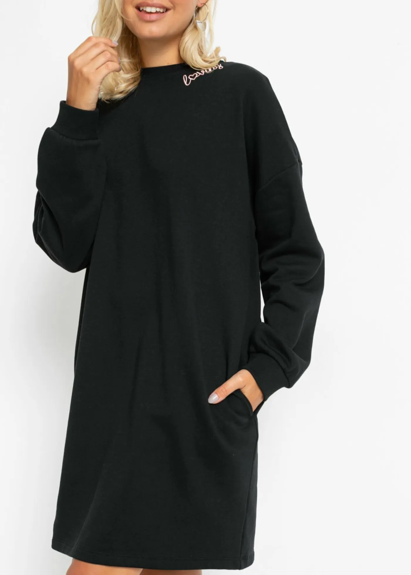 bonprix bonprix Ropa Cómoda|Vestidos>Vestido oversize tipo sudadera Negro