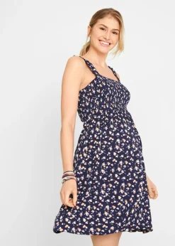 bonprix bonprix Premamá>Vestido premamá de punto con viscosa sostenible Azul marino estampado
