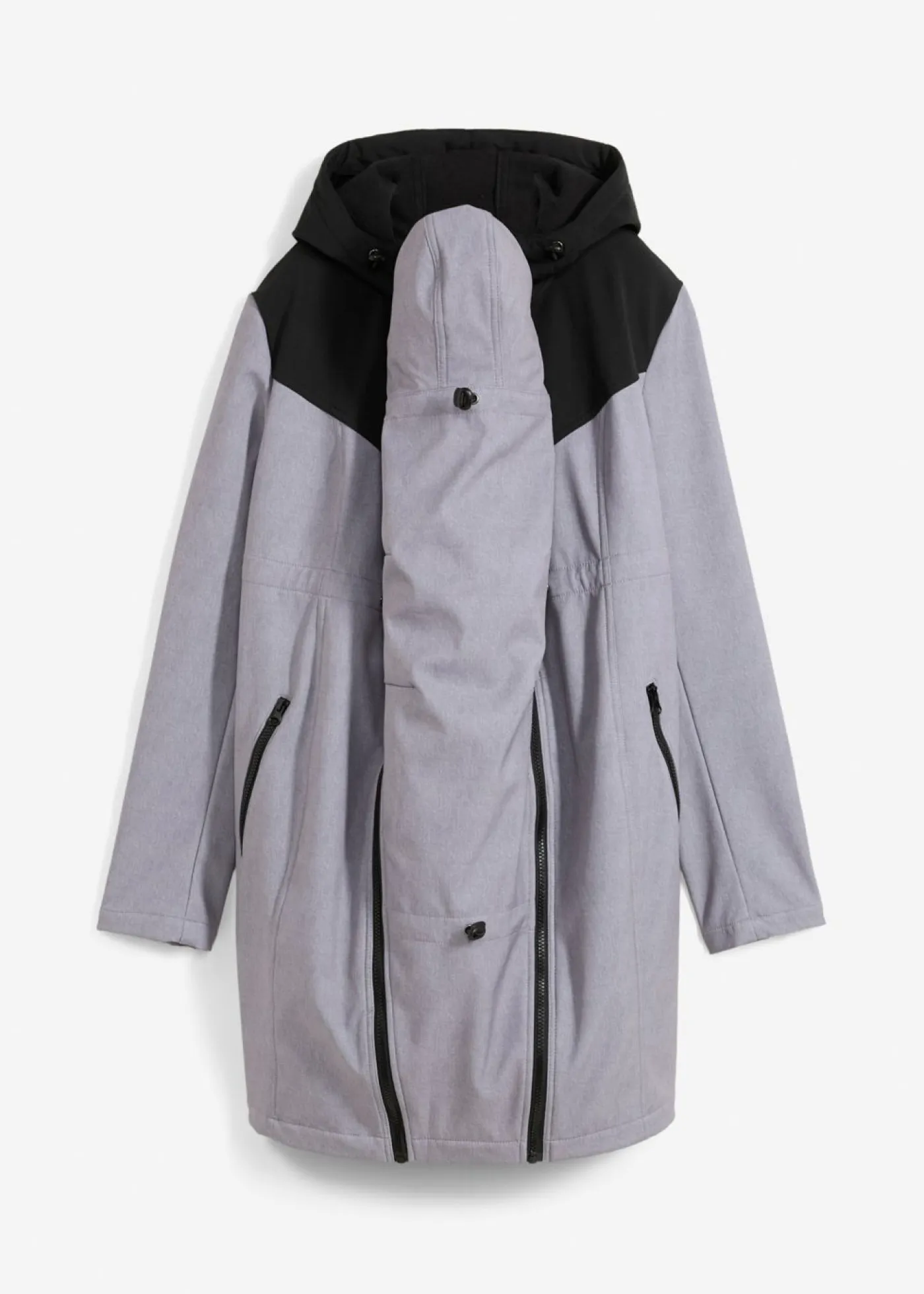 bonprix bonprix Premamá>Vestido premamá y de porteo 3 en 1 de softshell Gris jaspeado-negro