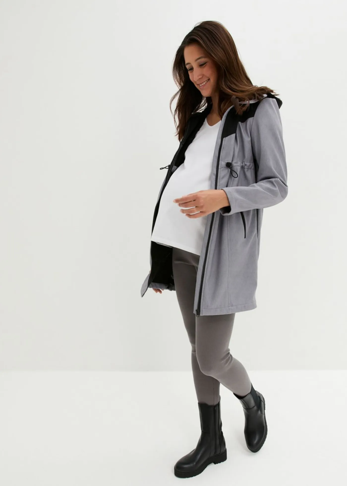 bonprix bonprix Premamá>Vestido premamá y de porteo 3 en 1 de softshell Gris jaspeado-negro