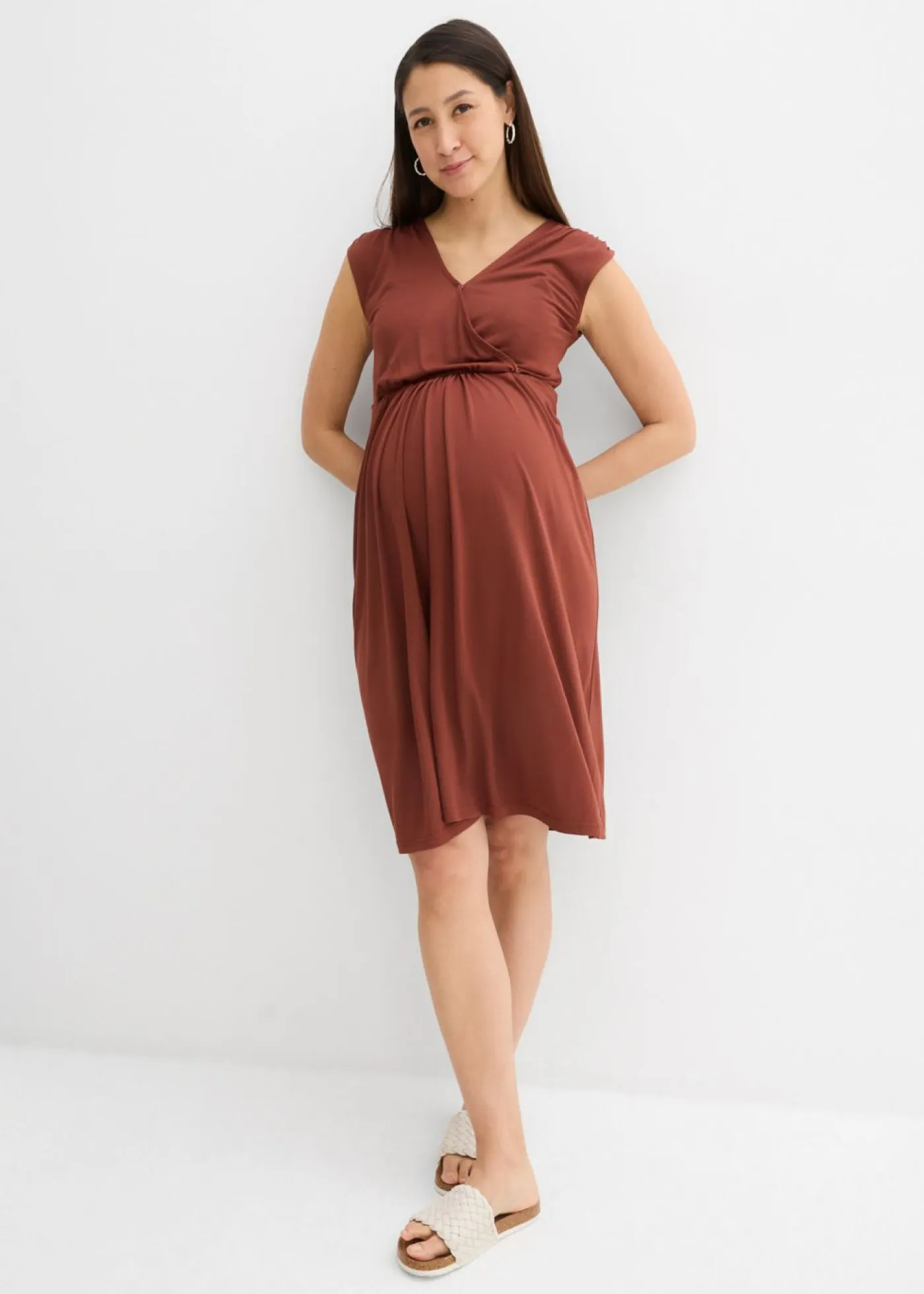 bonprix bonprix Premamá>Vestido premamá/de lactancia 2 en 1 de mezcla suave de modal Marrón caoba