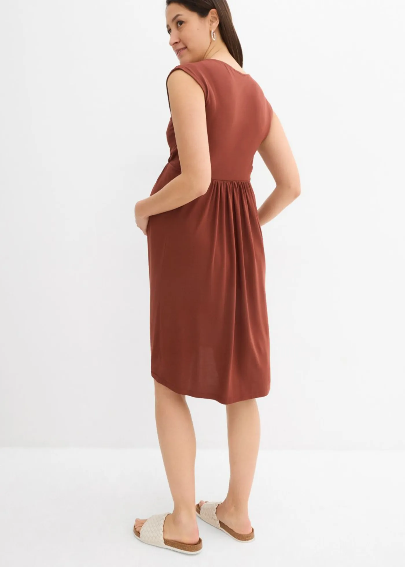 bonprix bonprix Premamá>Vestido premamá/de lactancia 2 en 1 de mezcla suave de modal Marrón caoba