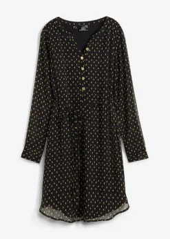 bonprix bonprix Premamá>Vestido premamá/de lactancia 2 en 1 de gasa Negro-dorado de lunares