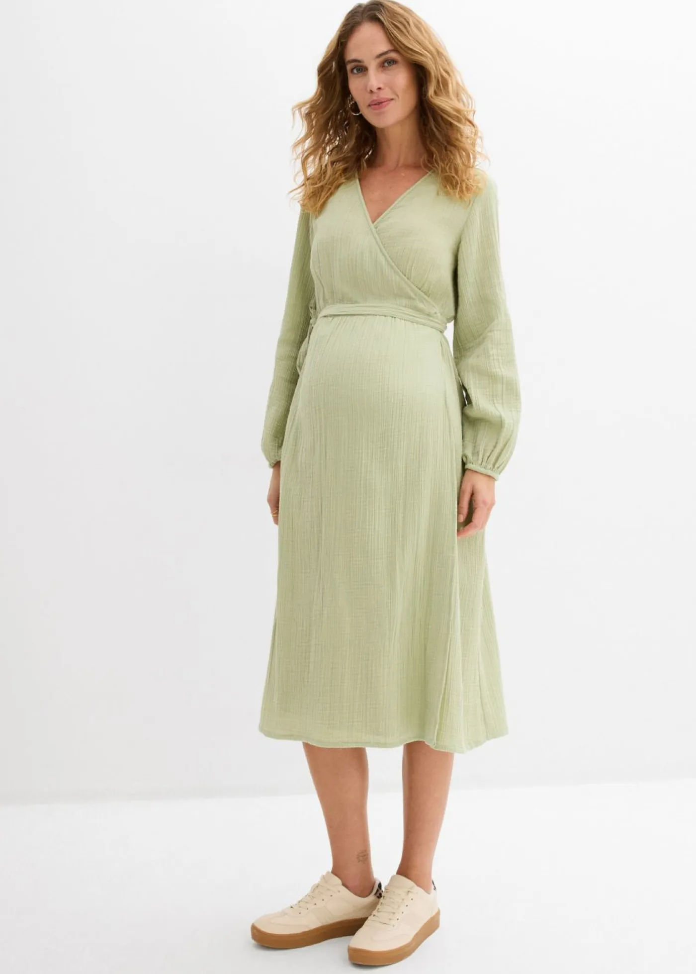 bonprix bonprix Premamá>Vestido premamá/de lactancia 2 en 1 de muselina de algodón Verde