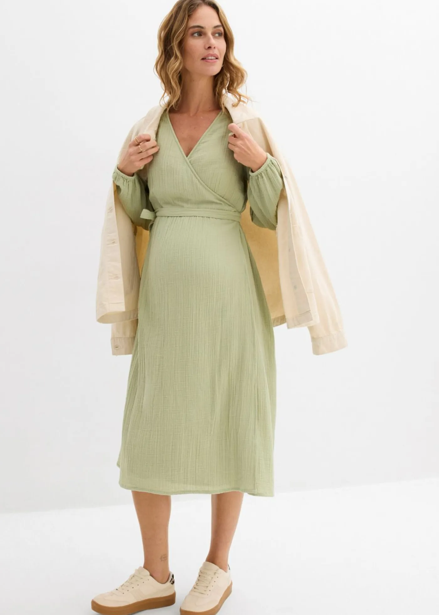 bonprix bonprix Premamá>Vestido premamá/de lactancia 2 en 1 de muselina de algodón Verde