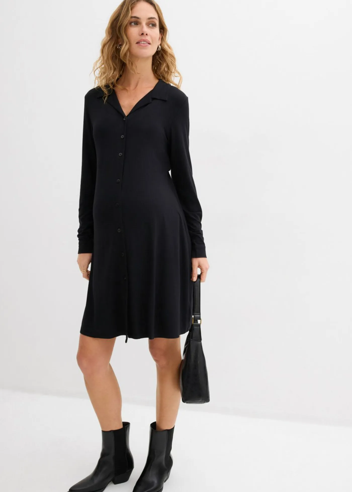 bonprix bonprix Premamá>Vestido premamá/de lactancia 2 en 1 de punto de viscosa Negro