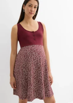 bonprix bonprix Premamá>Vestido premamá/de lactancia 2 en 1 de algodón orgánico mora oscuro-blanco con flores