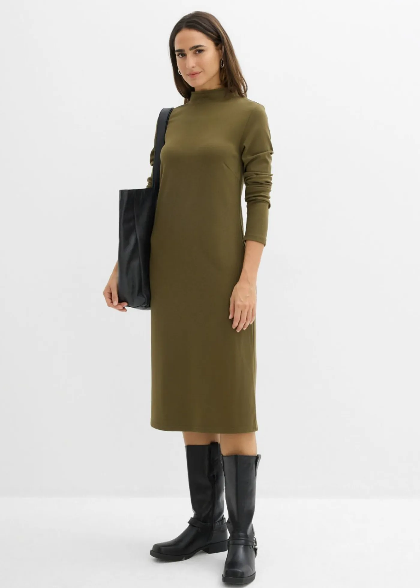 Mujer bonprix bonprix Vestido Punto di Roma con cuello alto