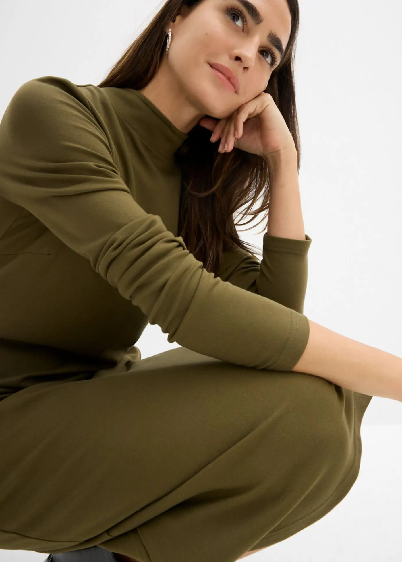 Mujer bonprix bonprix Vestido Punto di Roma con cuello alto