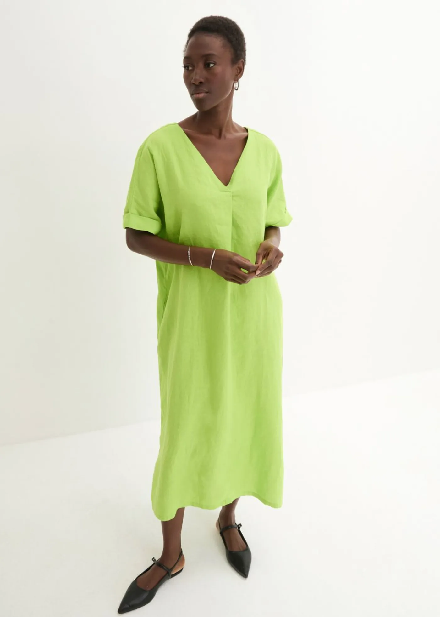 Mujer bonprix bonprix Vestido tipo caftán de lino puro