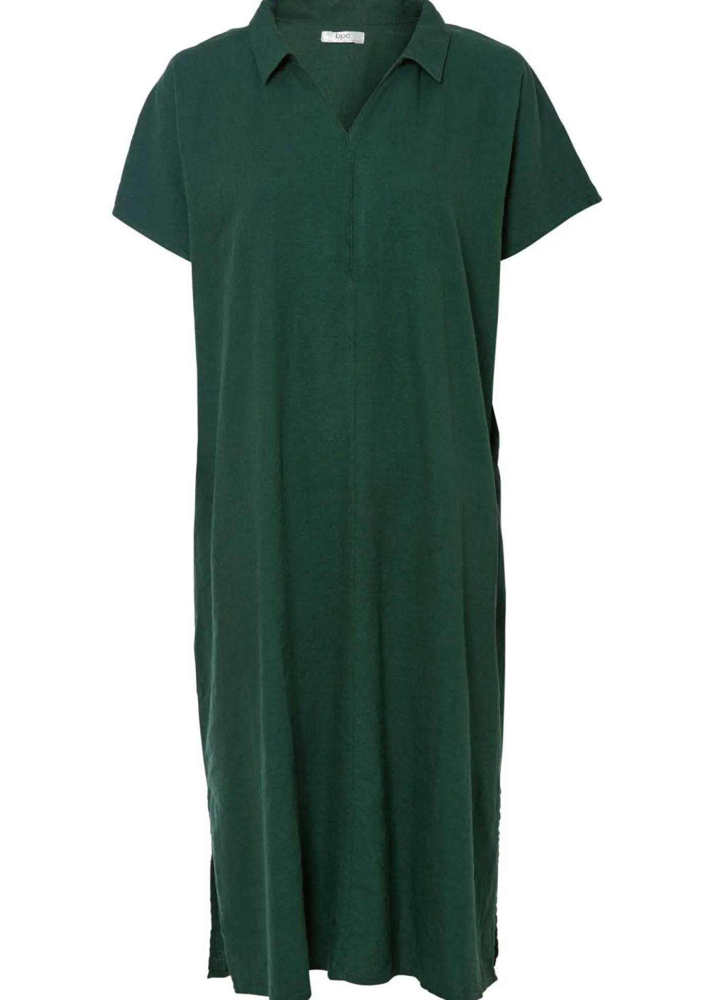 bonprix bonprix Esenciales|Vestidos>Vestido tipo caftán de mezcla ligera de viscosa y lino Verde oscuro