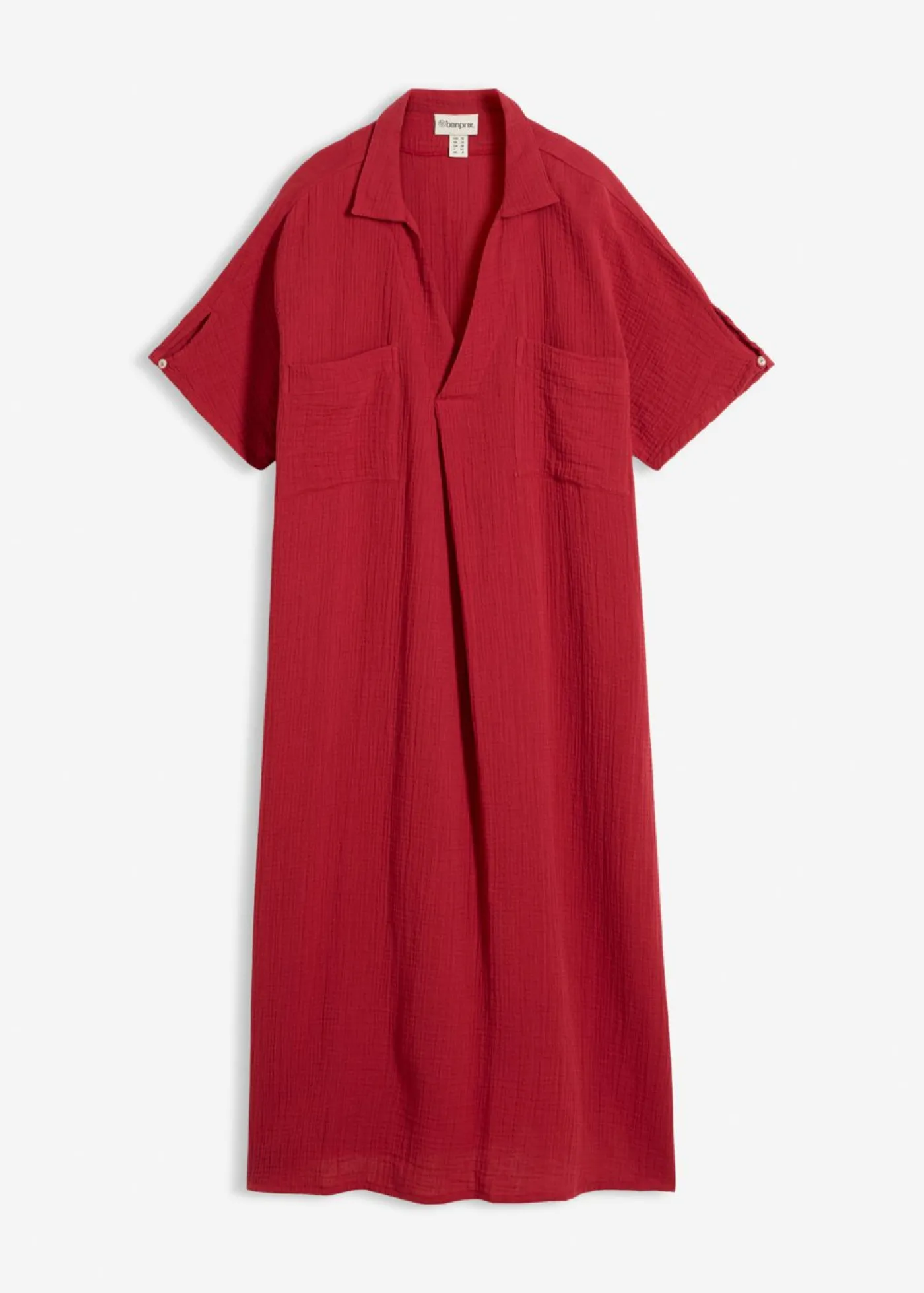 bonprix bonprix Vestidos>Vestido tipo caftán de muselina suave Cereza