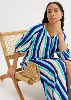 Mujer bonprix bonprix Vestido tipo caftán de viscosa estructurada de rayas