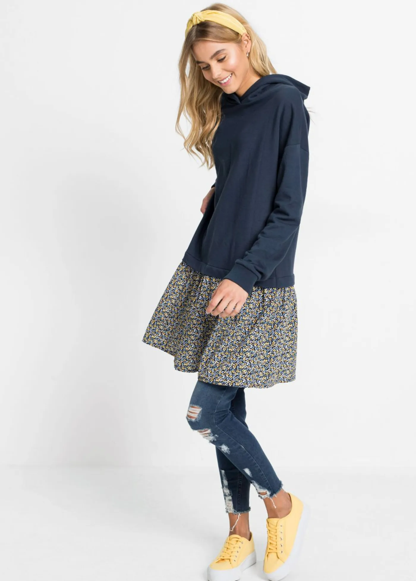 Mujer bonprix bonprix Vestido tipo sudadera con aspecto 2 en 1