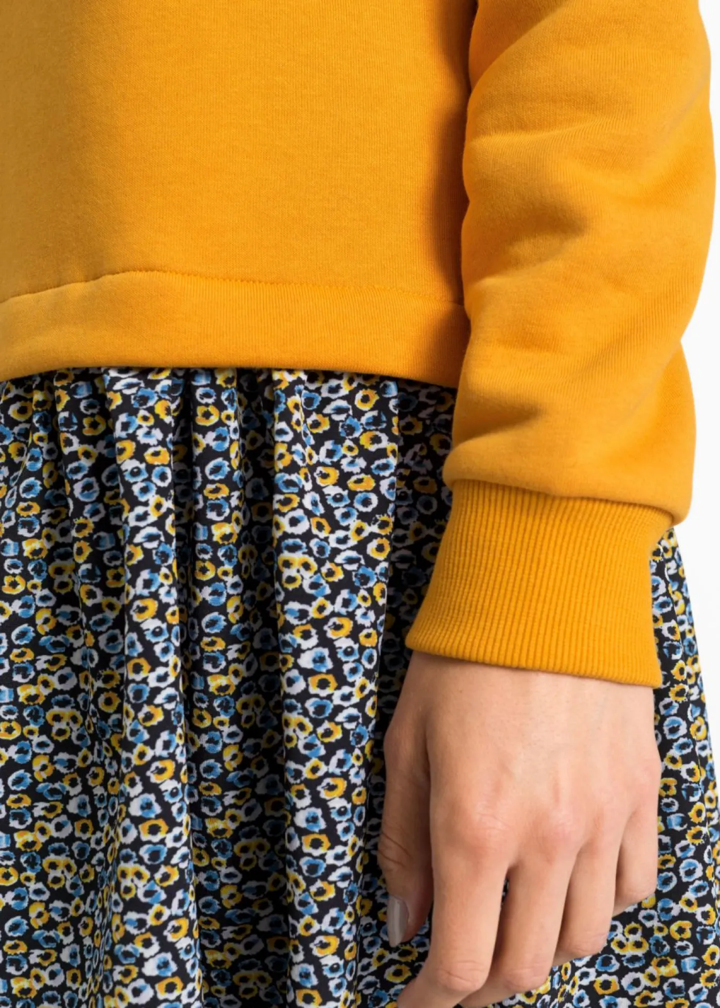 bonprix bonprix Ropa Cómoda|Vestidos>Vestido tipo sudadera con aspecto 2 en 1 Amarillo-azul