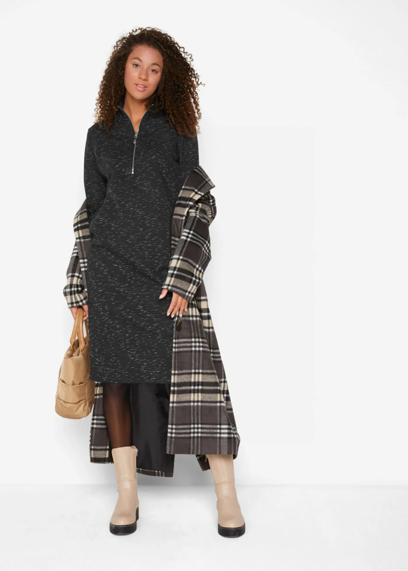 Mujer bonprix bonprix Vestido tipo sudadera con cuello troyer