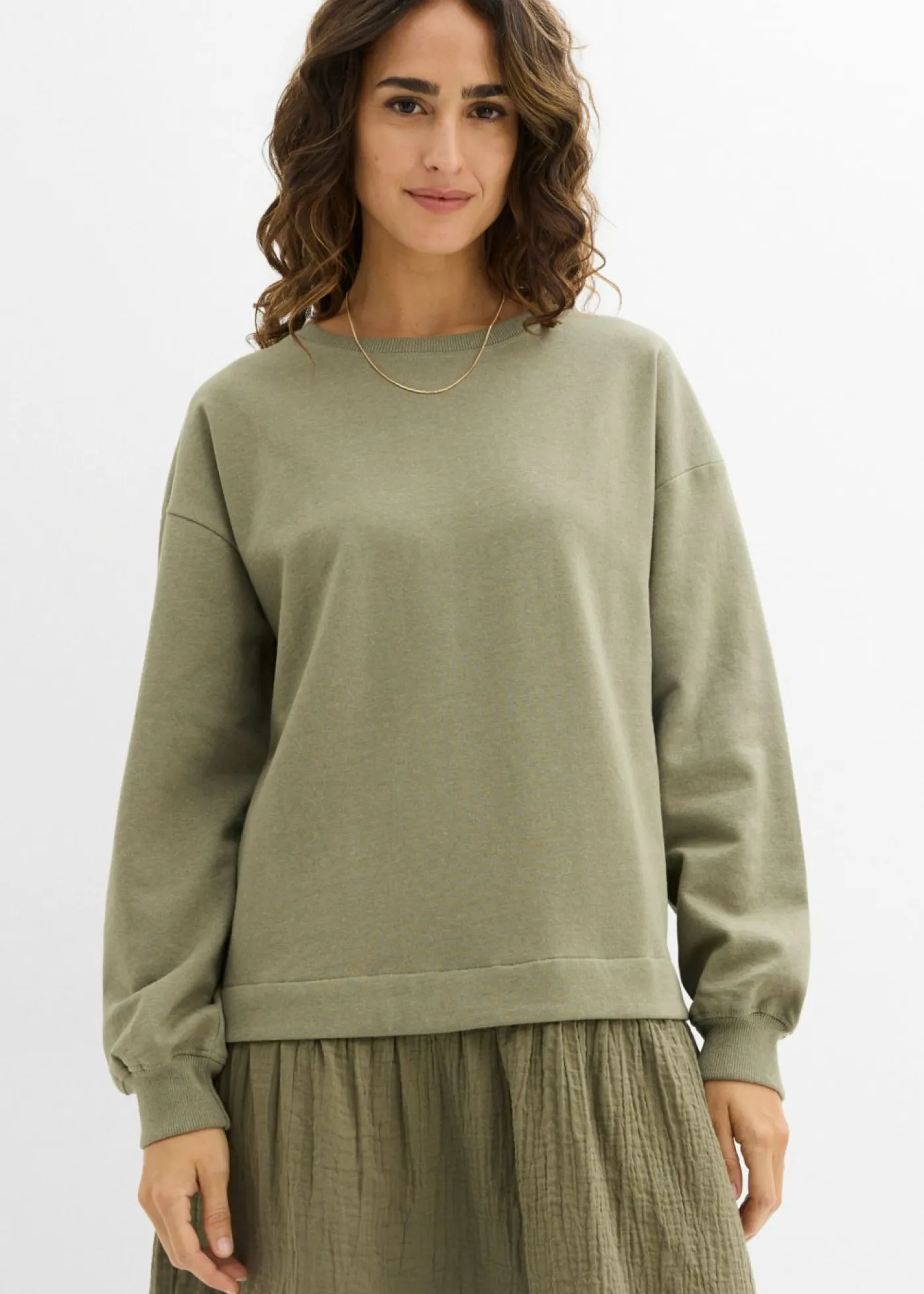 bonprix bonprix Ropa Cómoda|Vestidos>Vestido tipo sudadera con falda Verde oliva