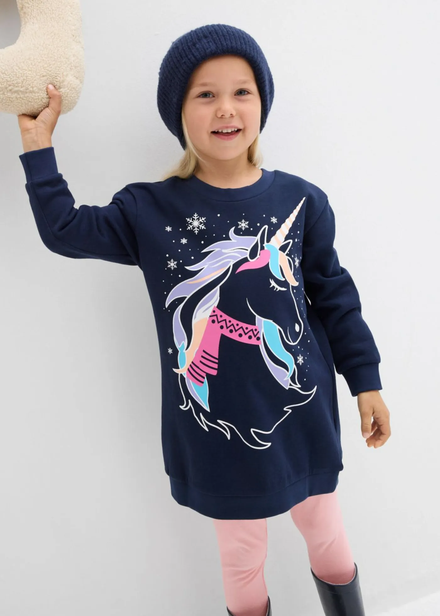 Niños bonprix bonprix Vestido tipo sudadera de algodón puro