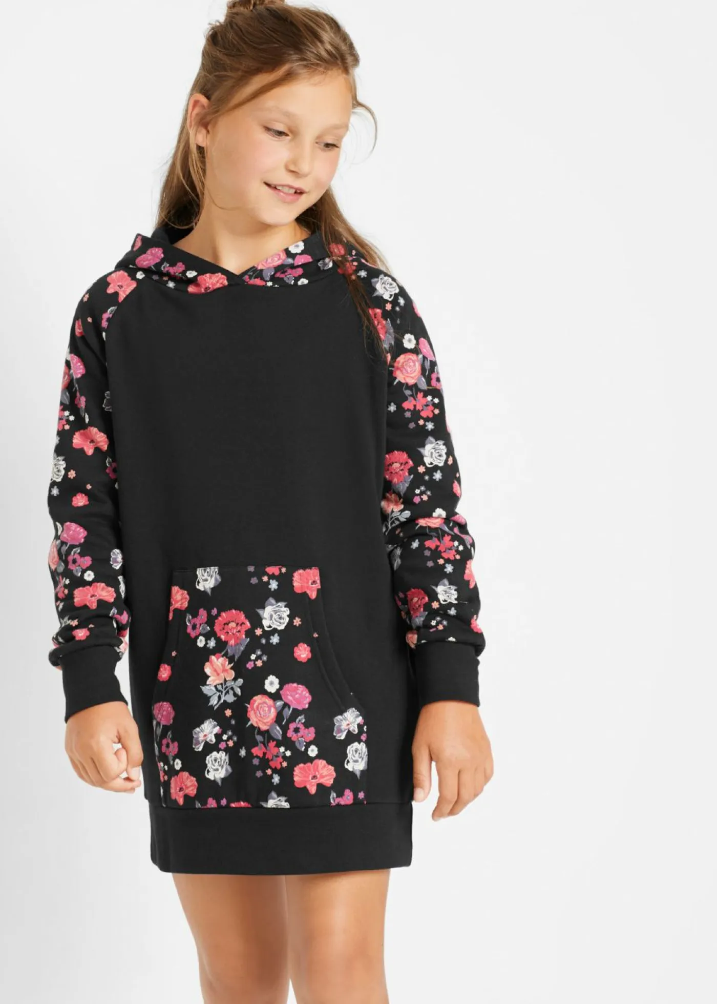 bonprix bonprix Ropa 9 A 16 Años·Vestidos Y Monos>Vestido tipo sudadera de algodón puro Negro