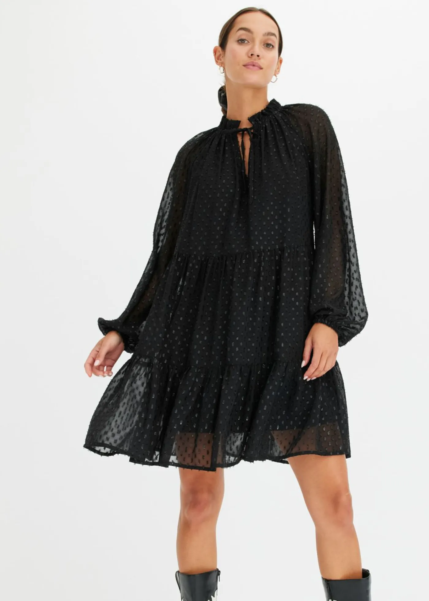 bonprix bonprix Vestidos>Vestido tipo túnica con efecto brillante Negro