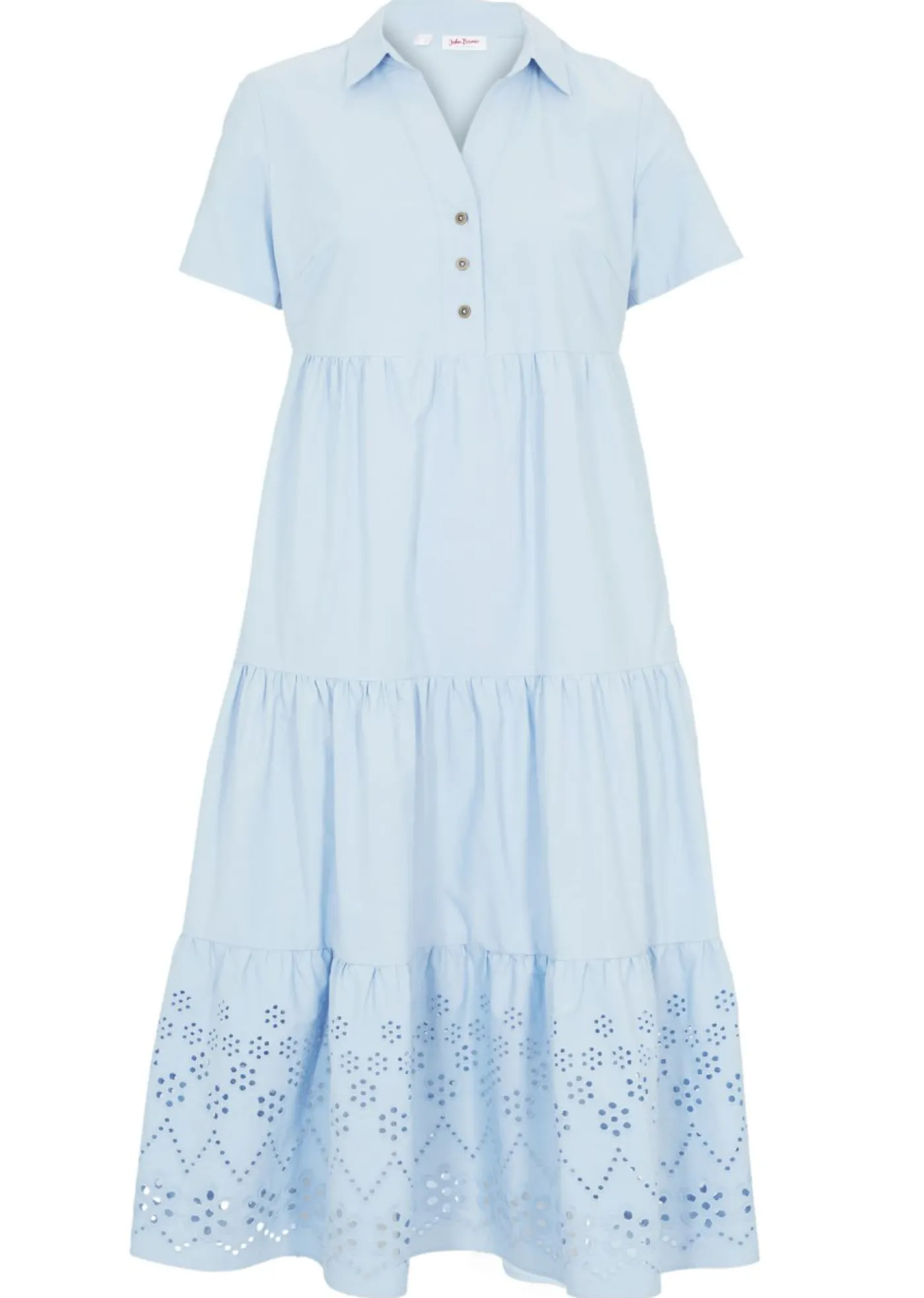 bonprix bonprix Vestidos>Vestido tipo túnica de algodón puro con bordado calado Azul perla