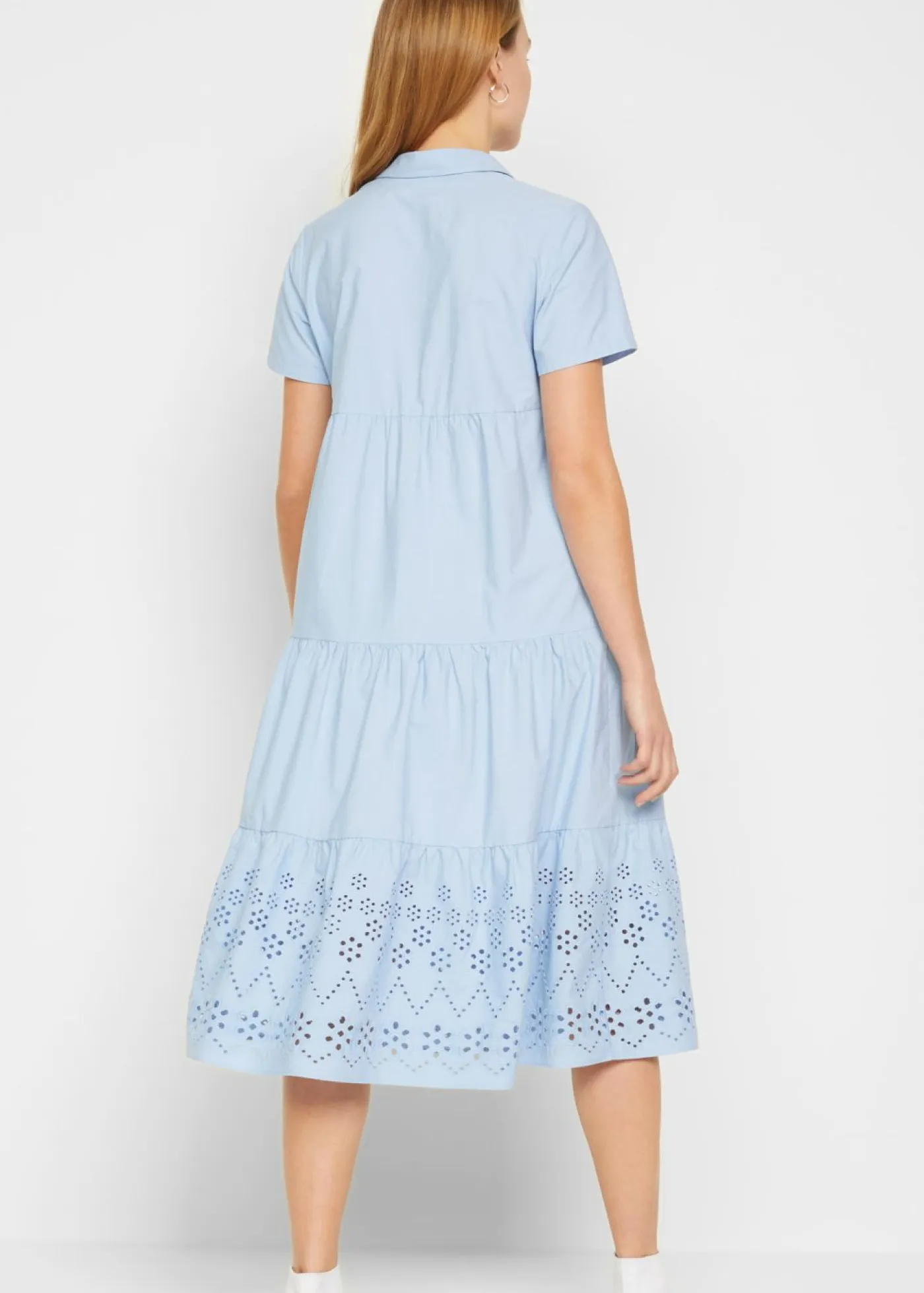 bonprix bonprix Vestidos>Vestido tipo túnica de algodón puro con bordado calado Azul perla