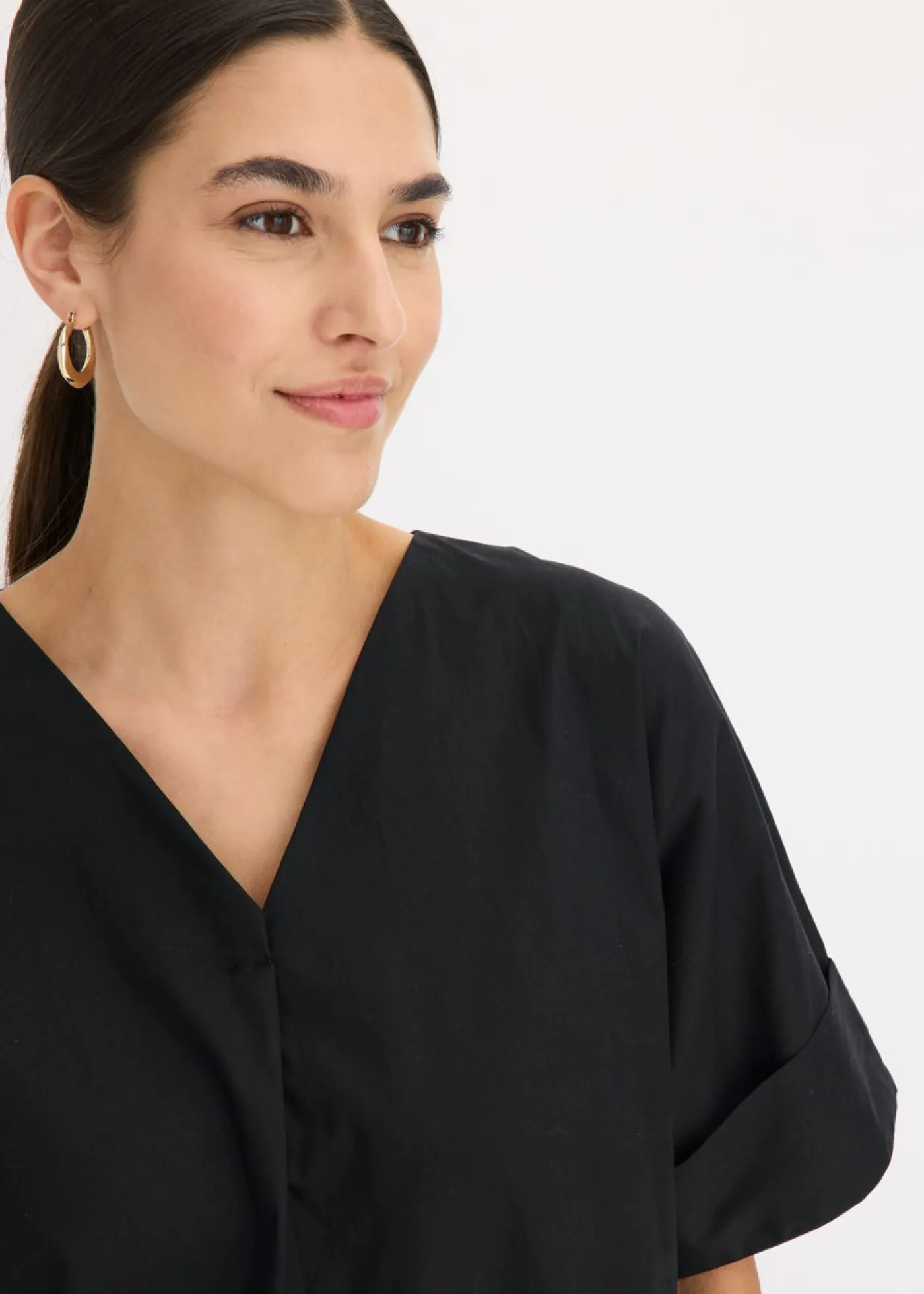 bonprix bonprix Esenciales|Vestidos>Vestido tipo túnica de algodón orgánico puro Negro