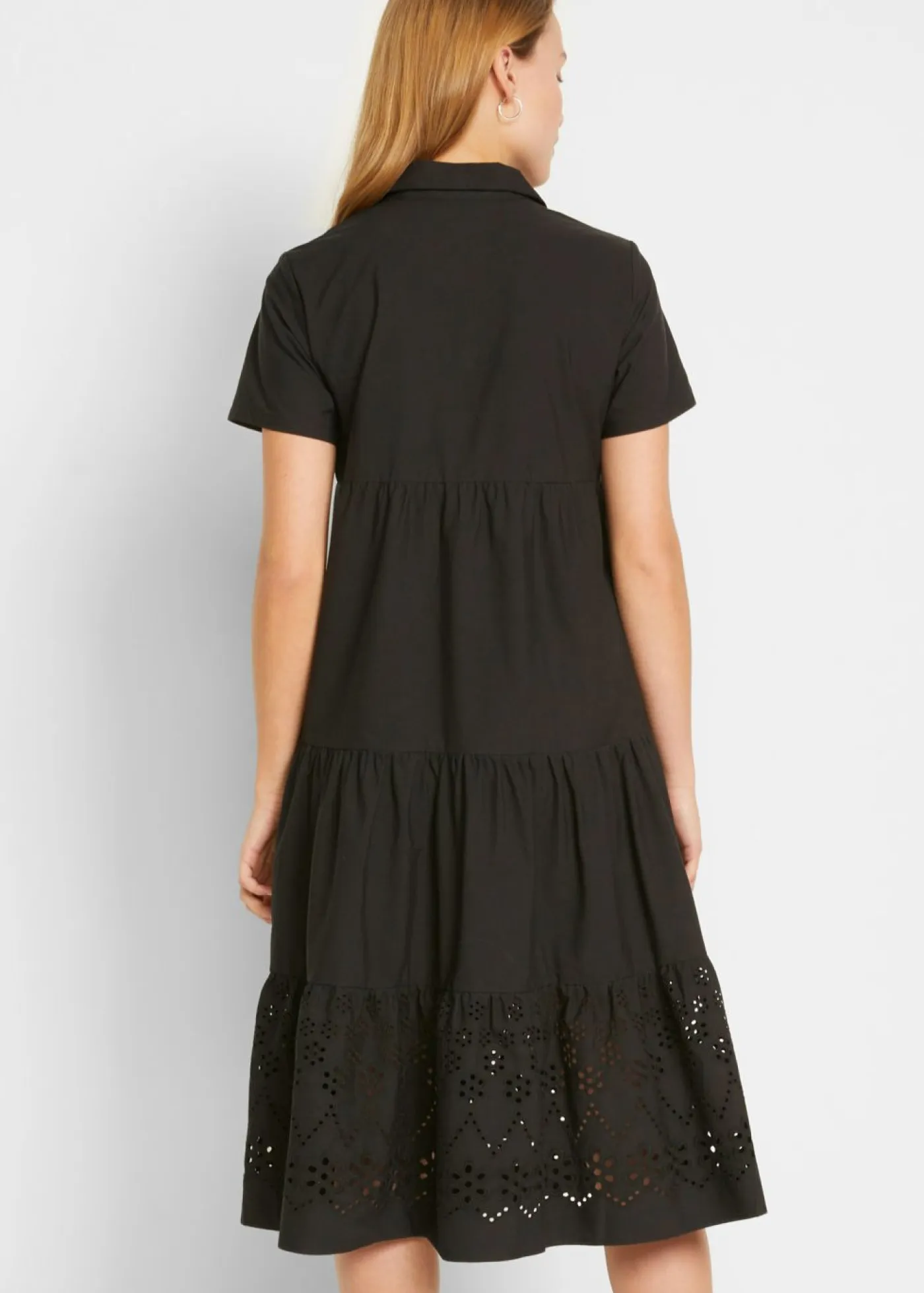 bonprix bonprix Vestidos>Vestido tipo túnica de algodón puro con bordado calado Negro