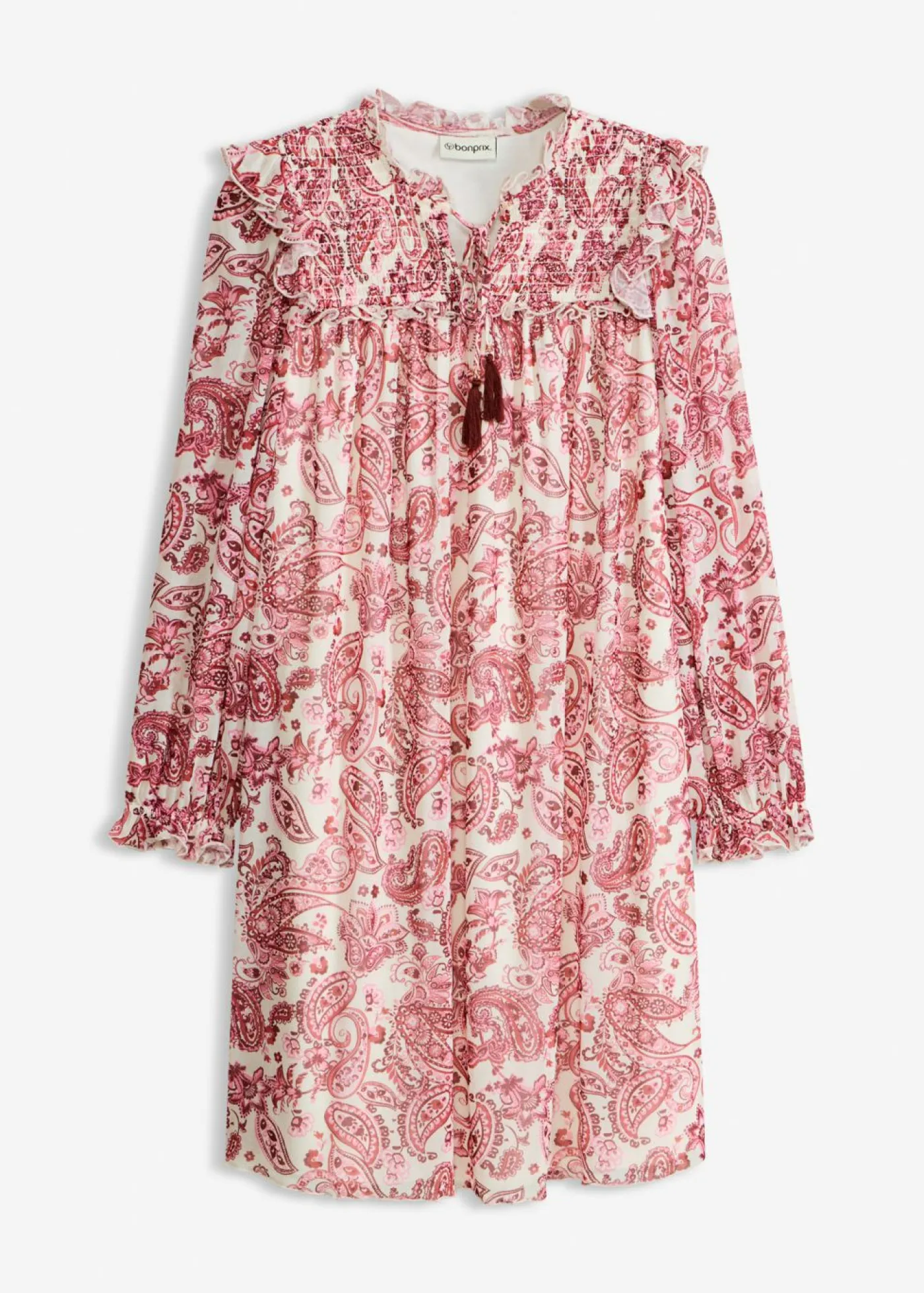 bonprix bonprix Vestidos>Vestido tipo túnica de malla suave Blanco lana