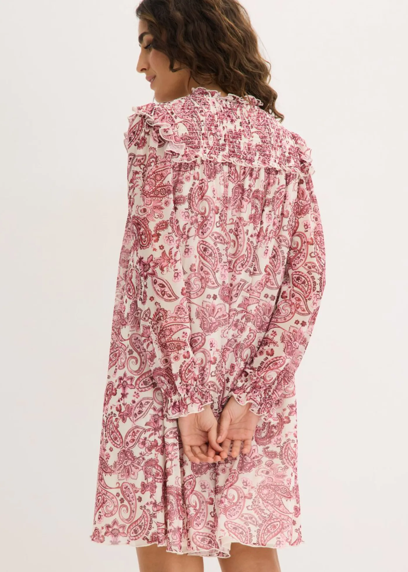 bonprix bonprix Vestidos>Vestido tipo túnica de malla suave Blanco lana