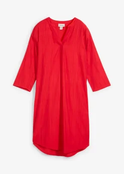 bonprix bonprix Vestidos>Vestido tipo túnica de mezcla de viscosa con efecto estructurado fresa
