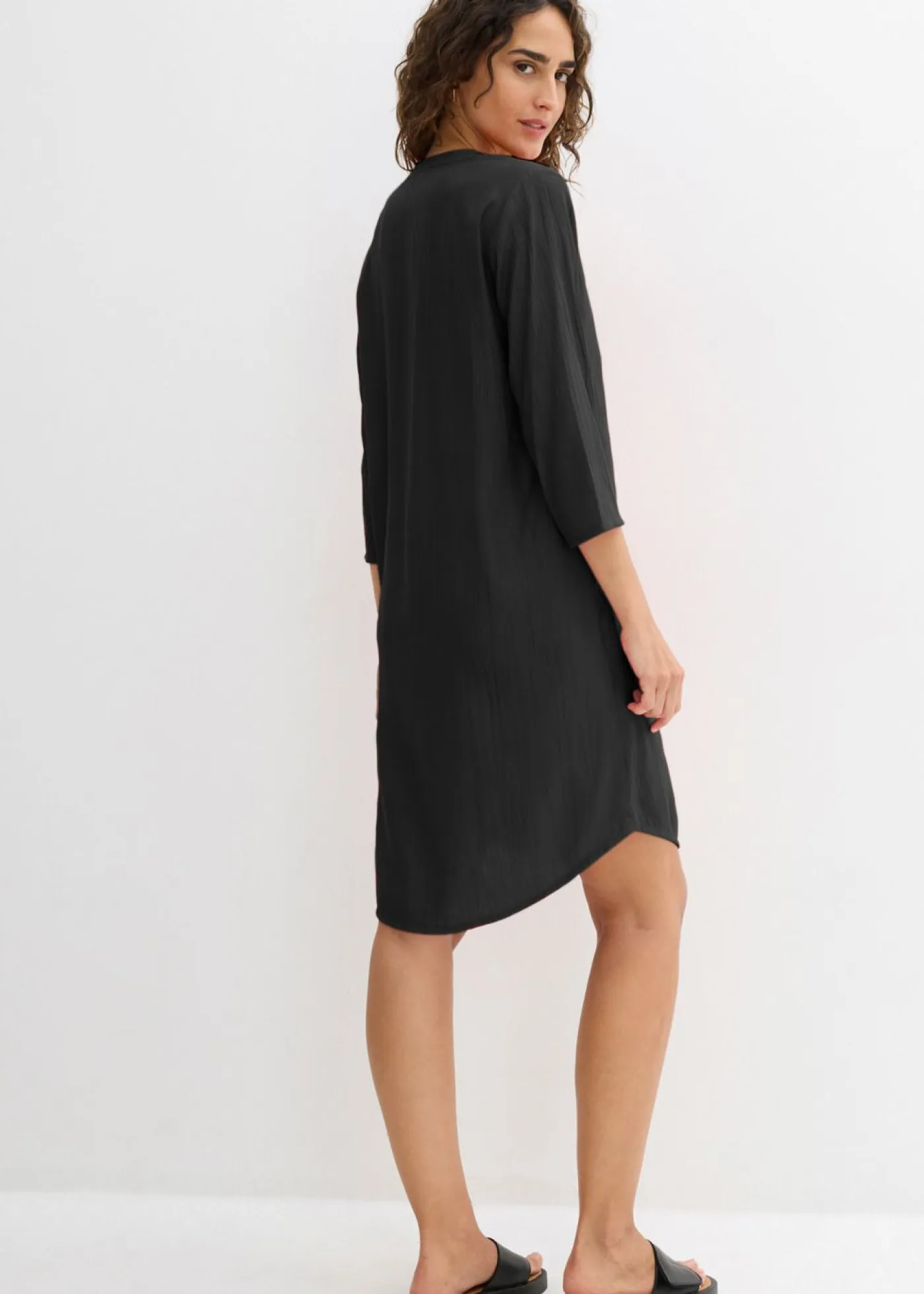 Mujer bonprix bonprix Vestido tipo túnica de mezcla de viscosa con efecto estructurado