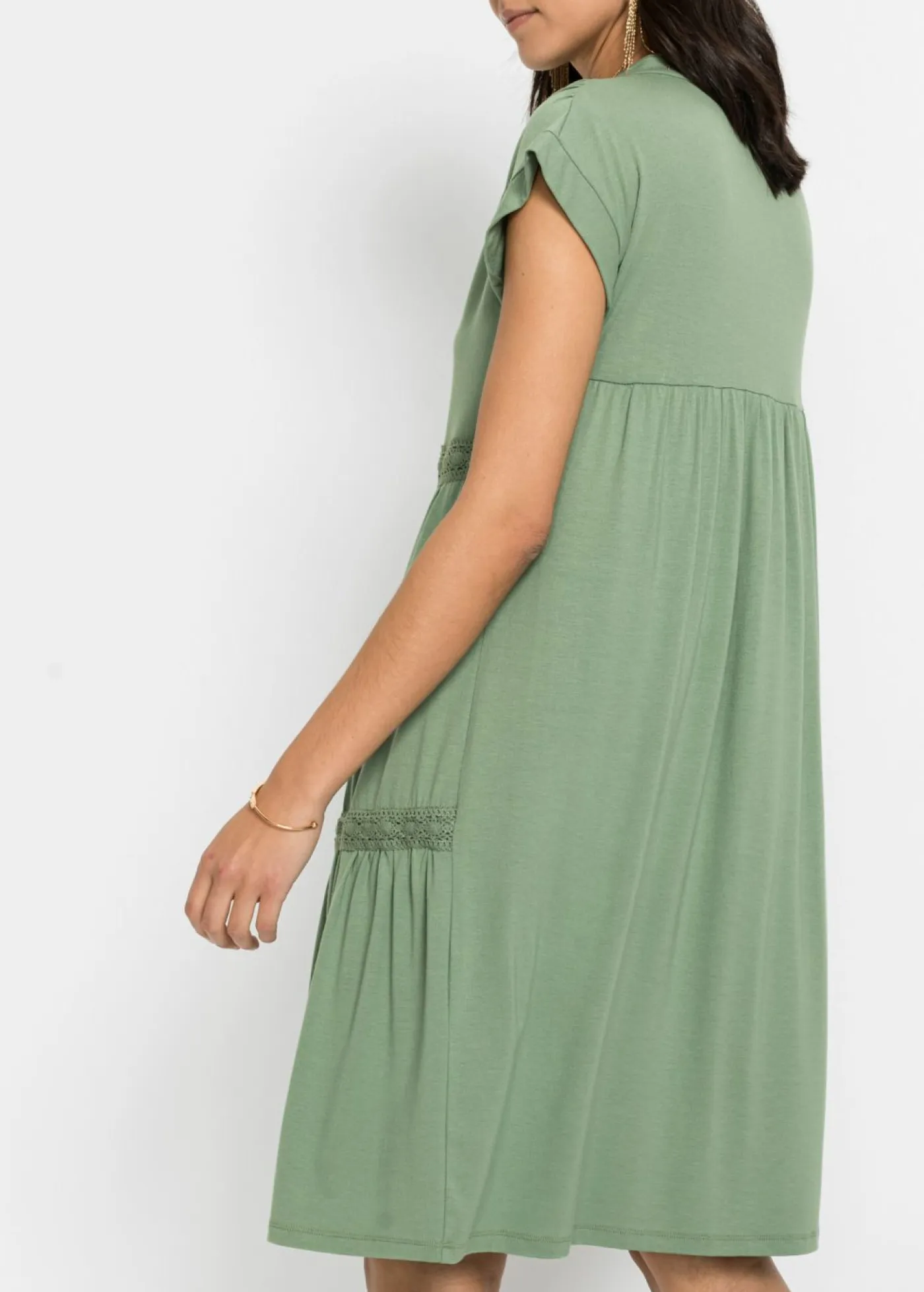 bonprix bonprix Vestidos>Vestido tipo túnica de mezcla de viscosa suave Verde pino