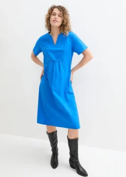 Mujer bonprix bonprix Vestido tipo túnica de mezcla de lino y algodón con bolsillos