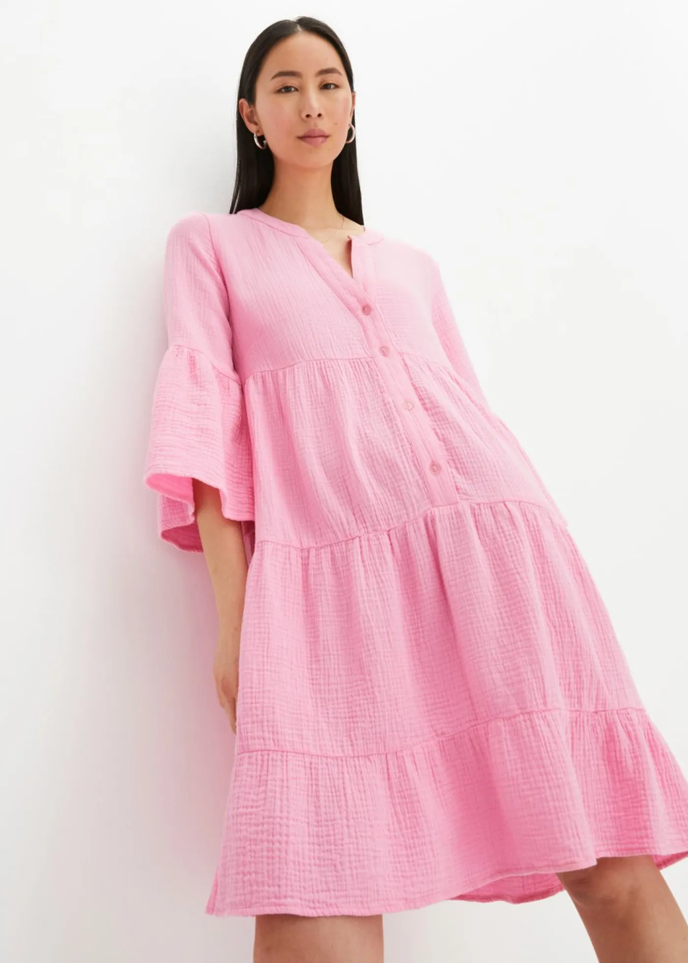 bonprix bonprix Vestidos>Vestido tipo túnica de muselina Rosa