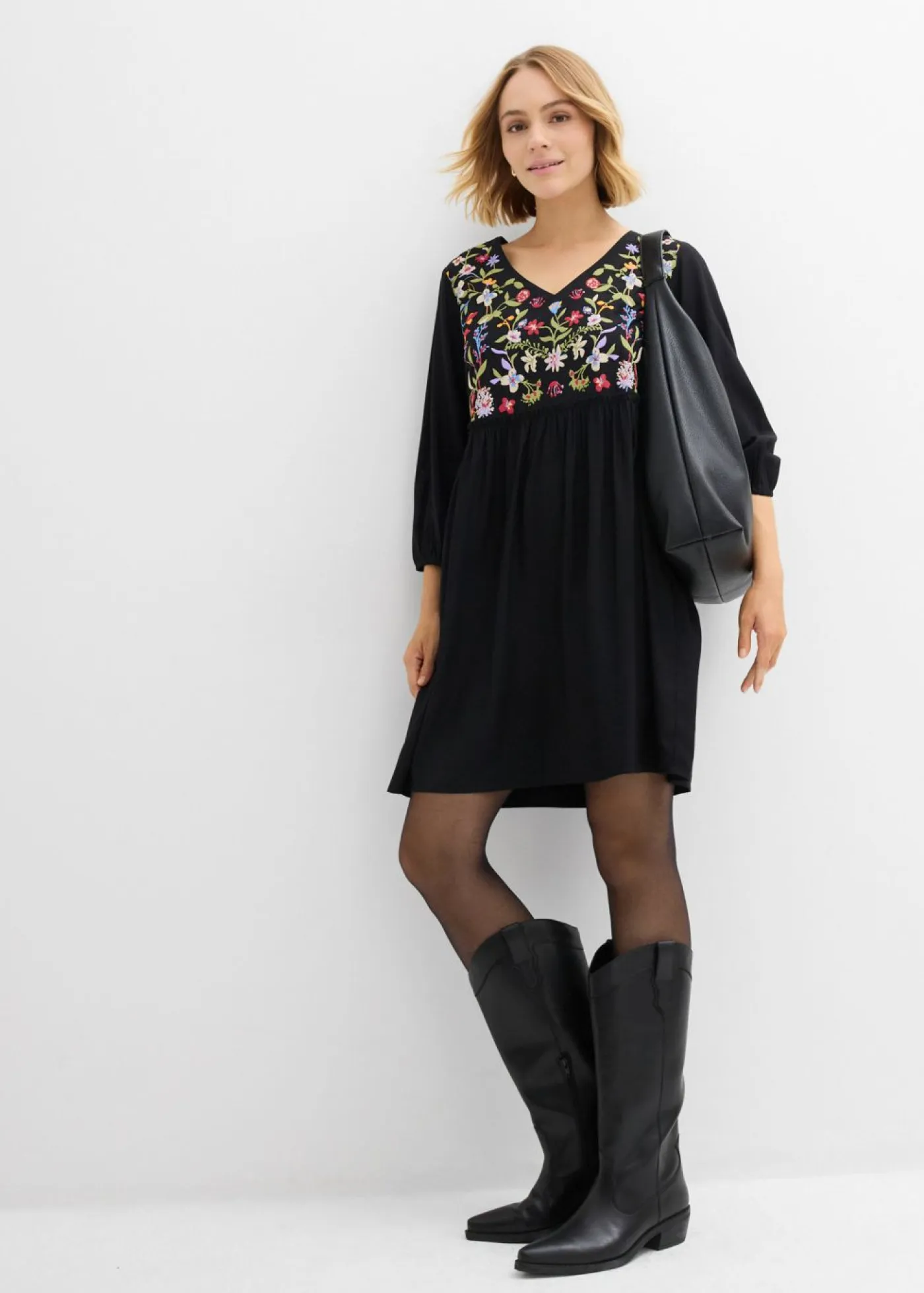 bonprix bonprix Vestidos>Vestido tipo túnica de viscosa fluida Negro