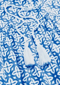 bonprix bonprix Vestidos>Vestido tipo túnica de viscosa suave Azul-blanco lana estampado