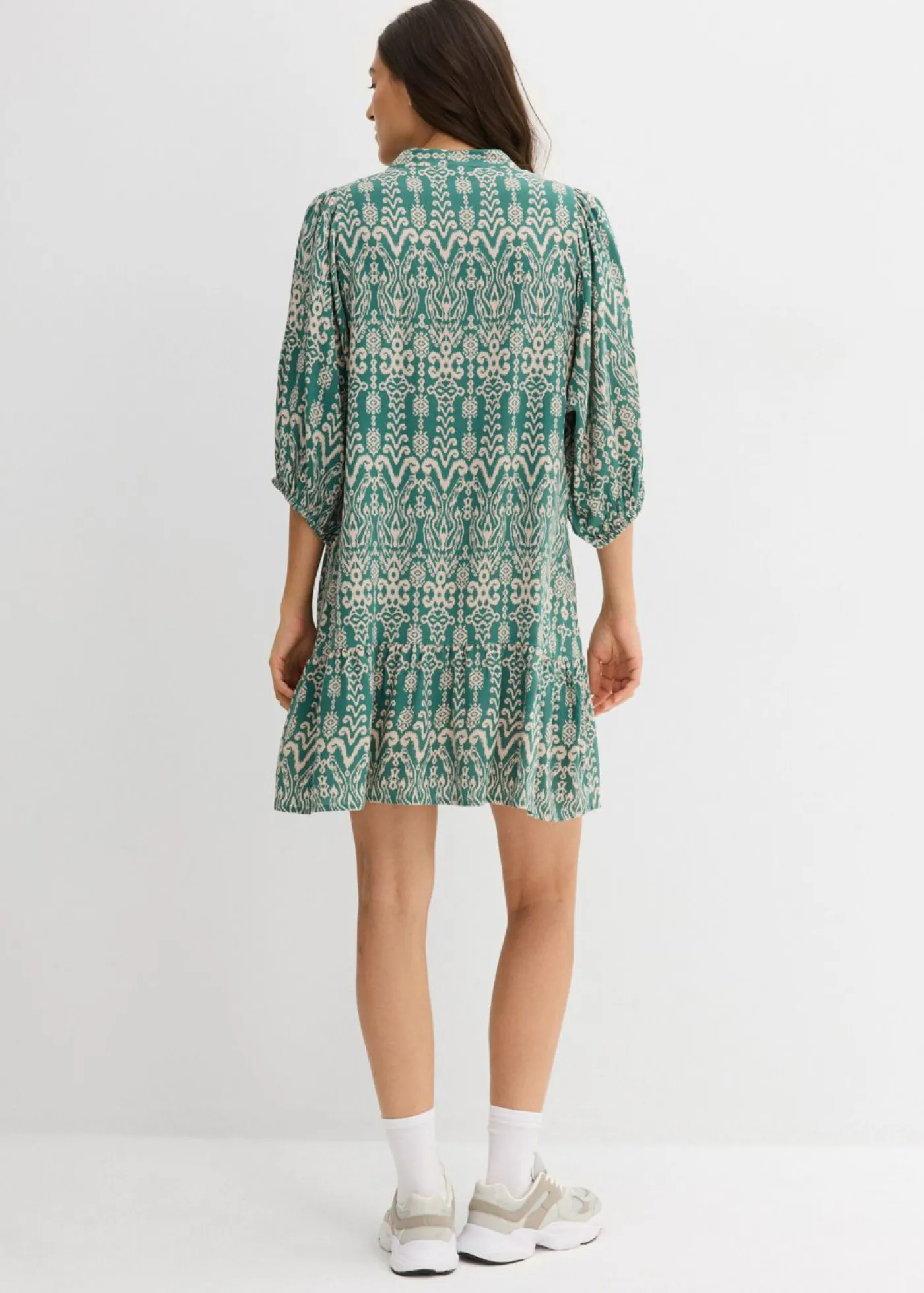 bonprix bonprix Vestidos>Vestido tipo túnica de viscosa suave verde-beige tiza