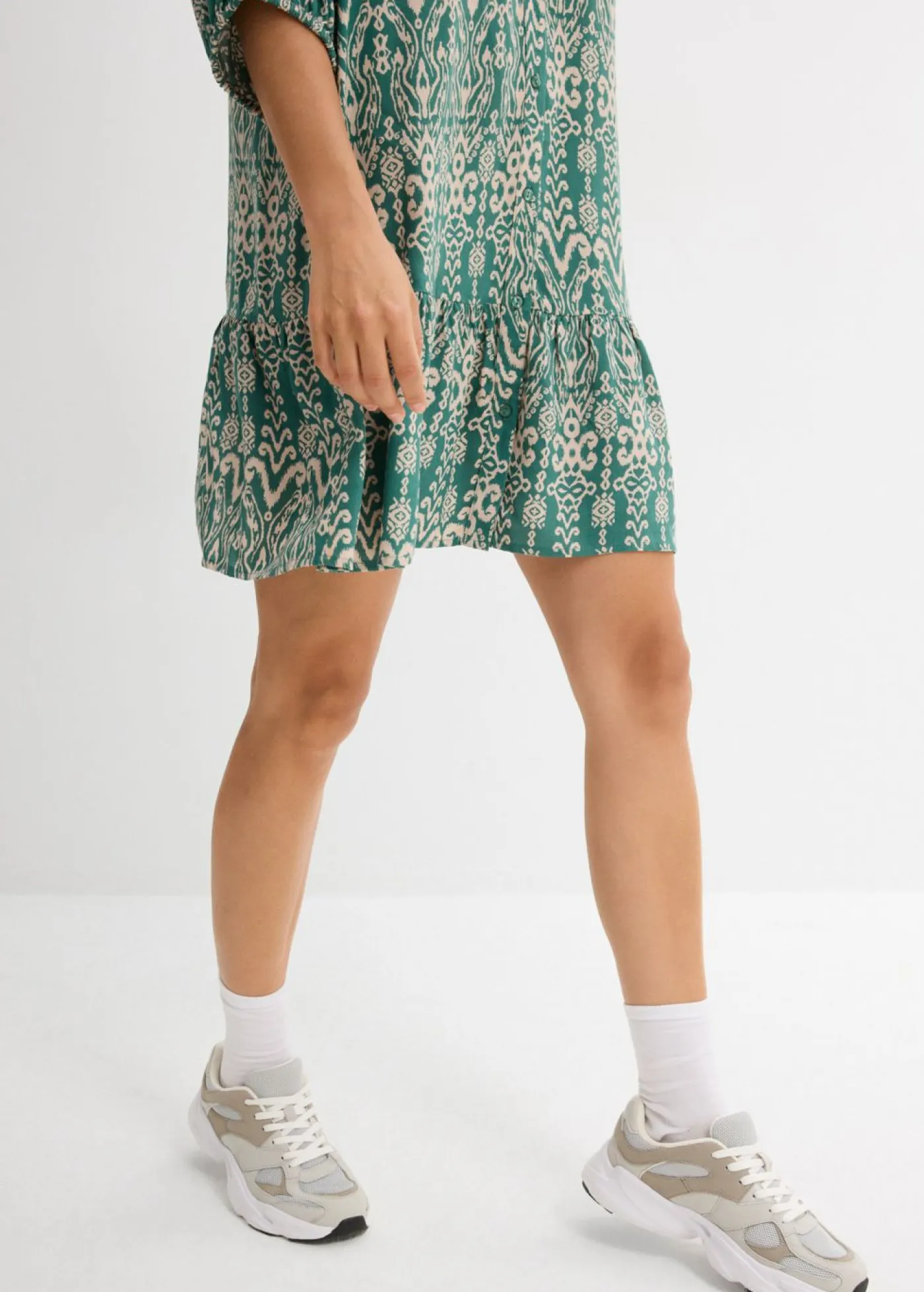 bonprix bonprix Vestidos>Vestido tipo túnica de viscosa suave verde-beige tiza