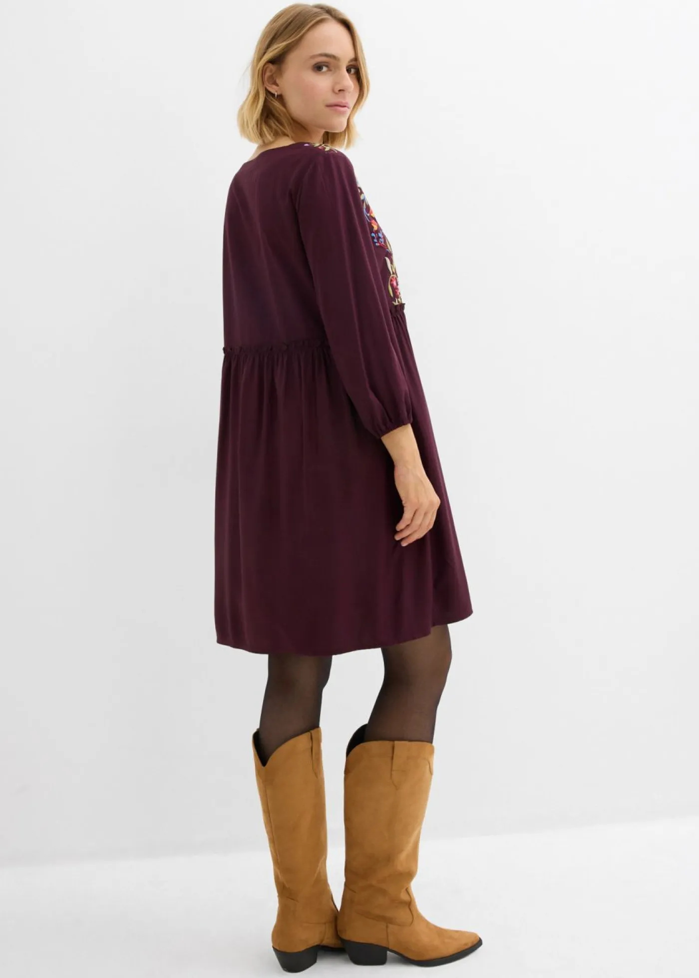 bonprix bonprix Vestidos>Vestido tipo túnica de viscosa fluida rojo burdeos