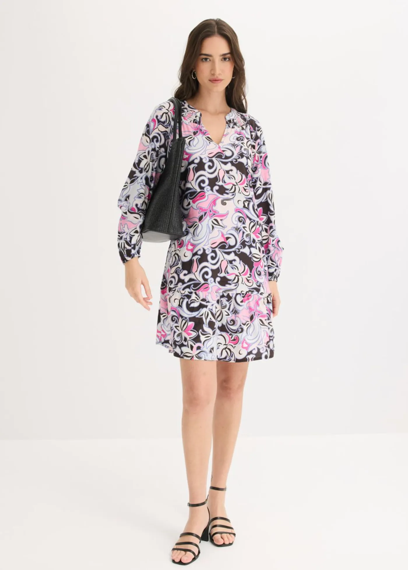 bonprix bonprix Vestidos|Novedades>Vestido tipo túnica de viscosa fluida Negro