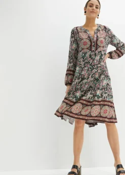 bonprix bonprix Vestidos|Tallas Pequeñas>Vestido tipo túnica de viscosa fluida, talla petite Negro