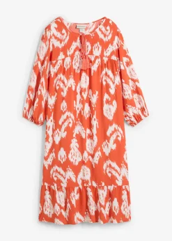 bonprix bonprix Conjuntos De Ropa|Vestidos>Vestido tipo túnica de viscosa pura Cayena/blanco lana estampado