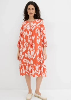 bonprix bonprix Conjuntos De Ropa|Vestidos>Vestido tipo túnica de viscosa pura Cayena/blanco lana estampado
