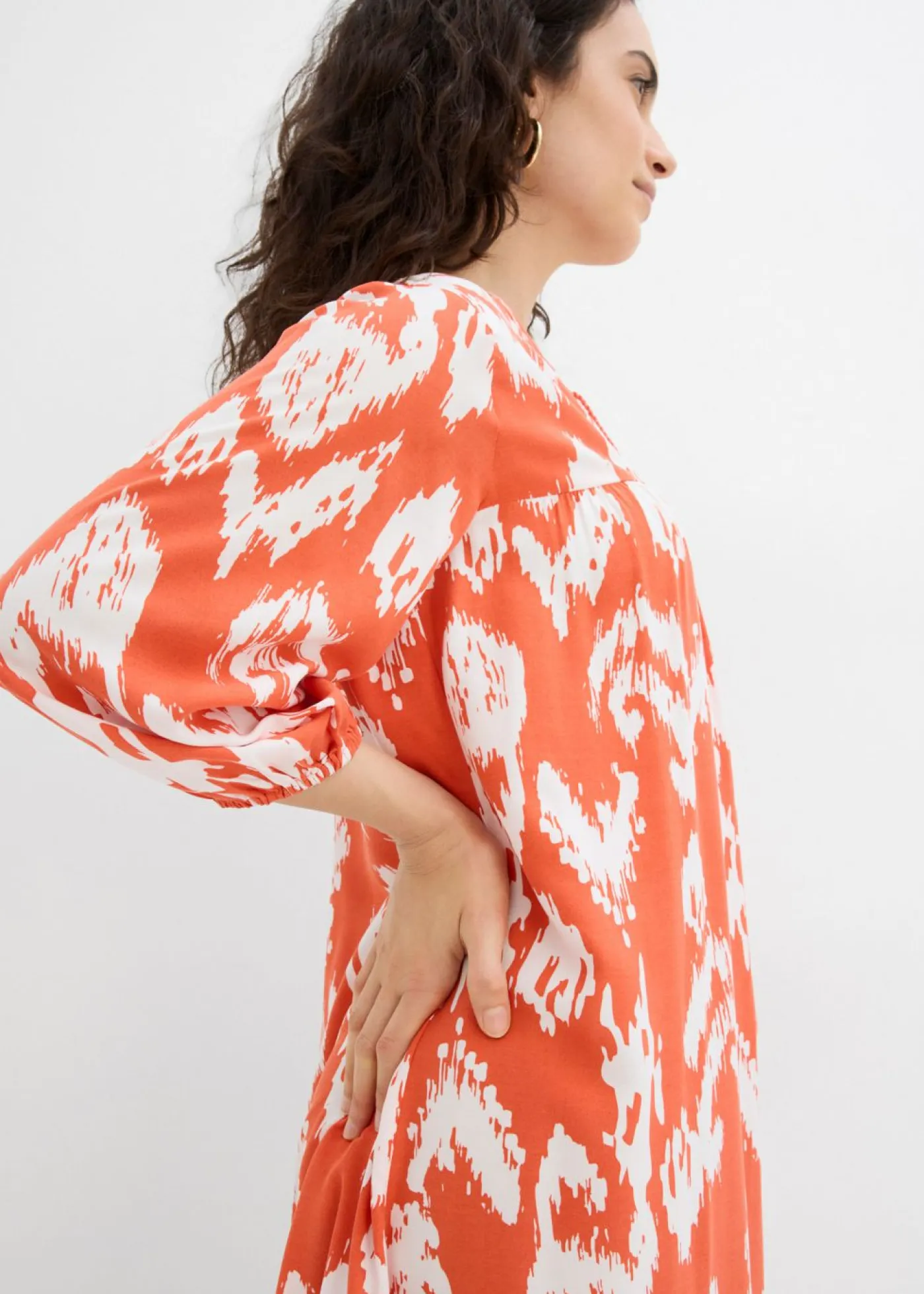 bonprix bonprix Conjuntos De Ropa|Vestidos>Vestido tipo túnica de viscosa pura Cayena/blanco lana estampado