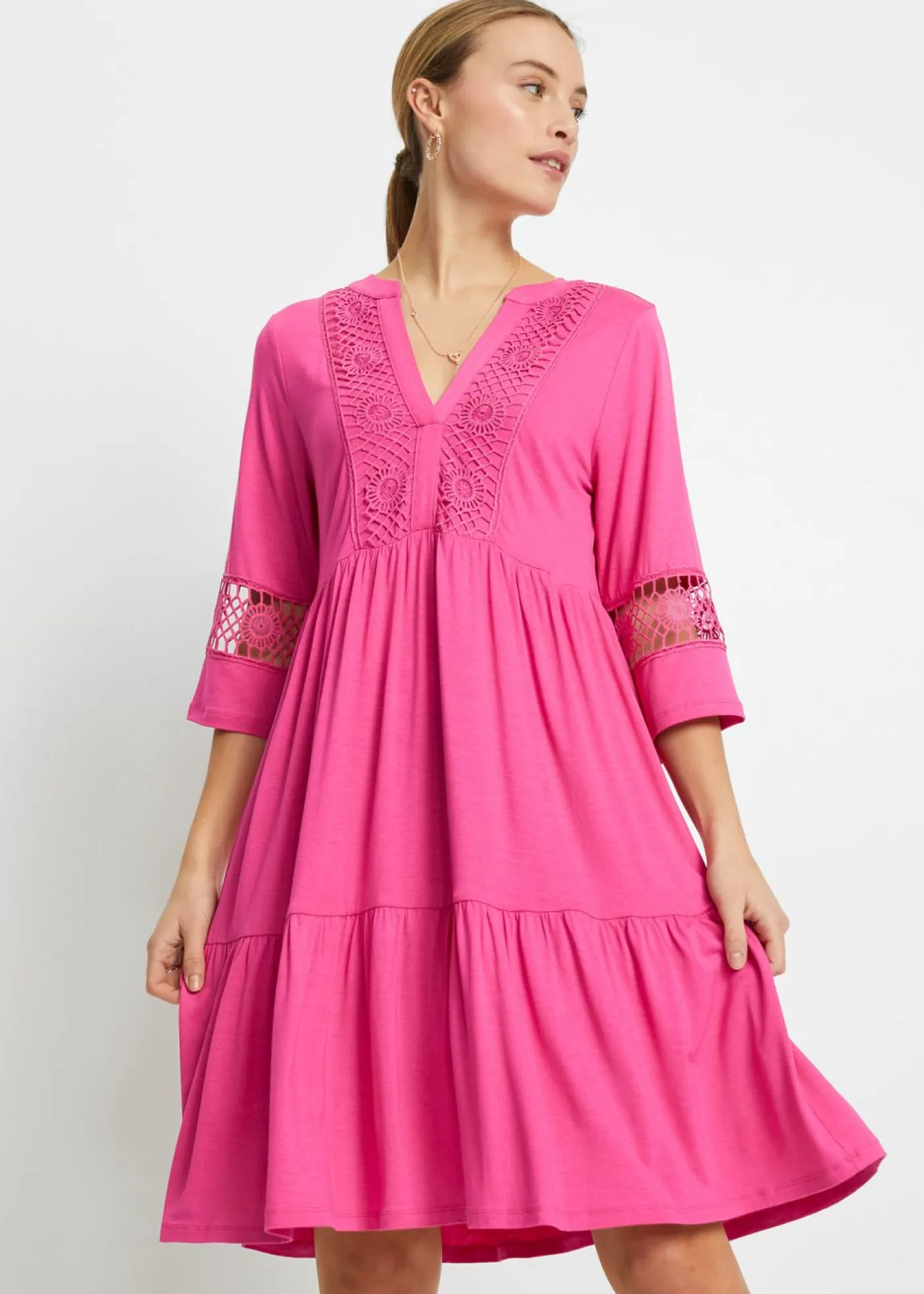 bonprix bonprix Vestidos|Novedades>Vestido tipo túnica de viscosa suave Pink lady