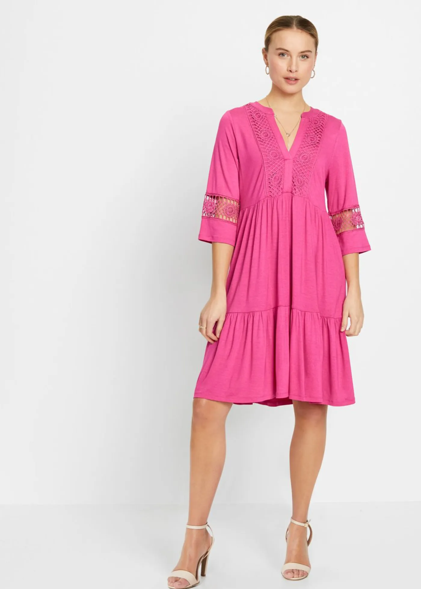 bonprix bonprix Vestidos|Novedades>Vestido tipo túnica de viscosa suave Pink lady